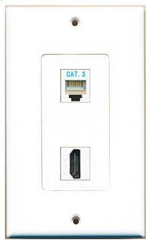 RiteAV 1 RJ11-RJ12 Punchdown Type and 1 HDMI Port Wall Plate Decorative White
