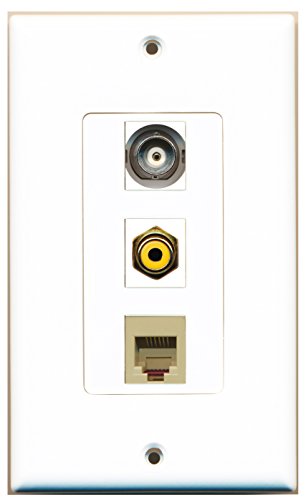 RiteAV - 1 Port RCA Yellow and 1 Port Phone RJ11 RJ12 Beige and 1 Port BNC Decorative Wall Plate Decorative