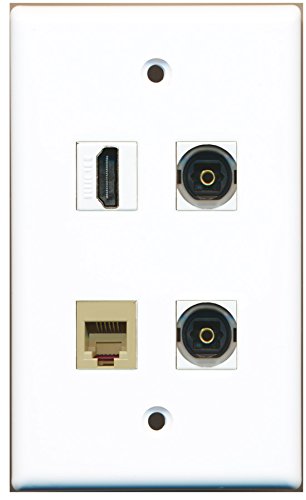 RiteAV - 1 Port HDMI 1 Port Phone RJ11 RJ12 Beige 2 Port Toslink Wall Plate