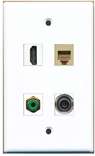 RiteAV - 1 Port HDMI 1 Port RCA Green 1 Port Phone RJ11 RJ12 Beige 1 Port 3.5mm Wall Plate
