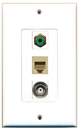 RiteAV - 1 Port RCA Green and 1 Port Phone RJ11 RJ12 Beige and 1 Port BNC Decorative Wall Plate Decorative