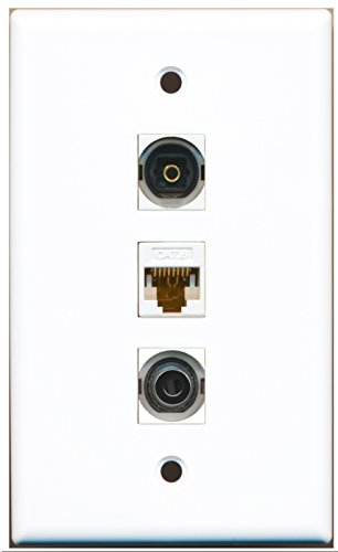 RiteAV - 1 Port Toslink and 1 Port 3.5mm and 1 Port Cat6 Ethernet White Wall Plate