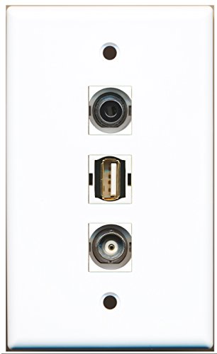 RiteAV - 1 Port USB A-A and 1 Port 3.5mm and 1 Port BNC Wall Plate