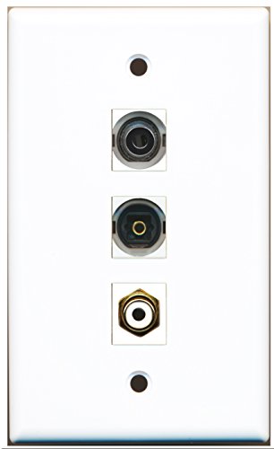 RiteAV - 1 Port RCA White and 1 Port Toslink and 1 Port 3.5mm Wall Plate