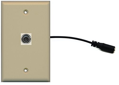 RiteAV (1 Gang Flat) 3.5mm Wall Plate w/ Pigtail Extension Cable Ivory