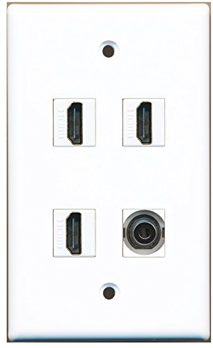 RiteAV - 3 x HDMI and 1 x 3.5mm Audio Port Wall Plate White