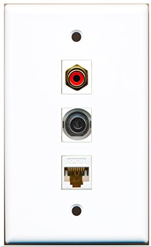 RiteAV - 1 Port RCA Red and 1 Port 3.5mm and 1 Port Cat6 Ethernet White Wall Plate