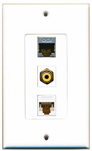 RiteAV - 1 Port RCA Yellow and 1 Port Shielded Cat6 Ethernet and 1 Port Cat6 Ethernet White Decorative Wall Plate Decorative
