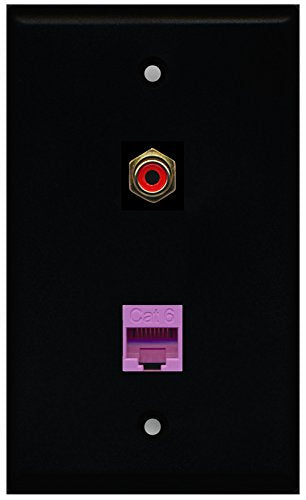 RiteAV - Black 1 Port RCA Red 1 Port Cat6 Ethernet Purple Wall Plate