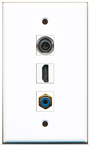 RiteAV - 1 Port HDMI 1 RCA Blue 1 3.5mm Wall Plate
