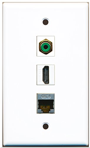 RiteAV - 1 Port HDMI and 1 Port RCA Green and 1 Port Shielded Cat6 Ethernet Wall Plate