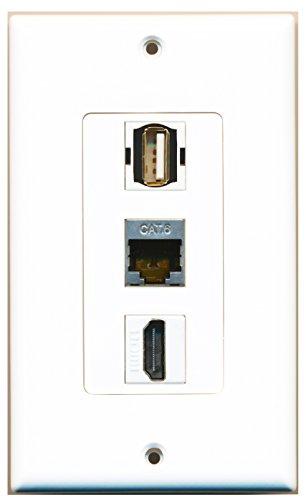 RiteAV - 1 Port HDMI and 1 Port USB A-A and 1 Port Shielded Cat6 Ethernet Decorative Wall Plate Decorative