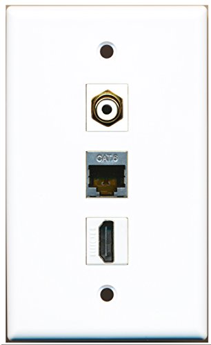 RiteAV - 1 Port HDMI and 1 Port RCA White and 1 Port Shielded Cat6 Ethernet Wall Plate