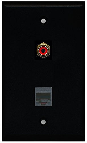 RiteAV - Black 1 Port RCA Red 1 Port Phone Black Wall Plate