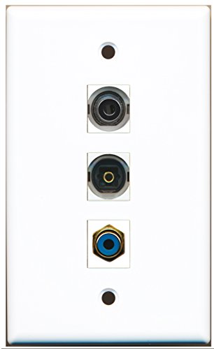 RiteAV - 1 Port RCA Blue and 1 Port Toslink and 1 Port 3.5mm Wall Plate