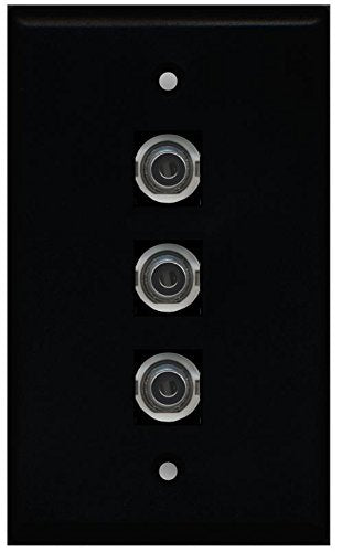 RiteAV (1 Gang Flat) 3 3.5mm (Black) Wall Plate Black