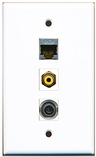 RiteAV - 1 Port RCA Yellow and 1 Port Shielded Cat6 Ethernet and 1 Port 3.5mm Wall Plate