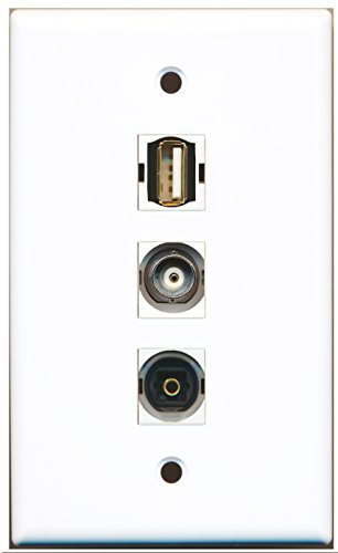 RiteAV - 1 Port USB A-A and 1 Port Toslink and 1 Port BNC Wall Plate