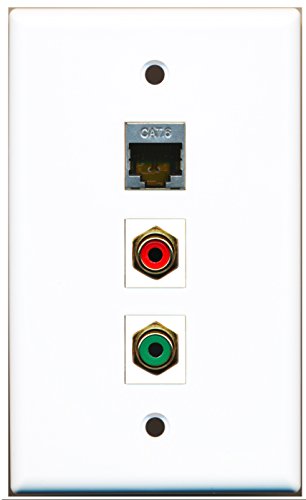 RiteAV - 1 Port RCA Red and 1 Port RCA Green and 1 Port Shielded Cat6 Ethernet Wall Plate