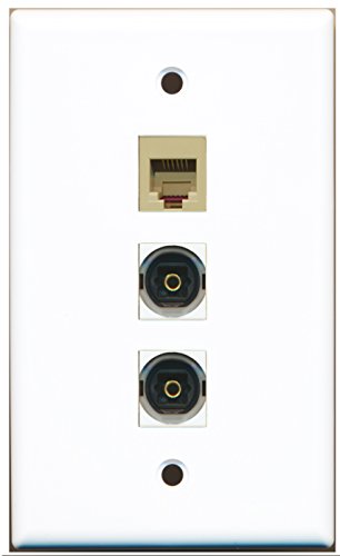 RiteAV - 1 Port Phone RJ11 RJ12 Beige 2 Port Toslink Wall Plate