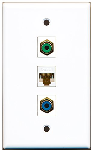 RiteAV - 1 Port RCA Green and 1 Port RCA Blue and 1 Port Cat6 Ethernet White Wall Plate