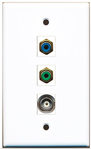 RiteAV - 1 Port RCA Green and 1 Port RCA Blue and 1 Port BNC Wall Plate