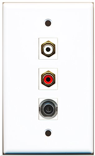 RiteAV - 1 Port RCA Red and 1 Port RCA White and 1 Port 3.5mm Wall Plate