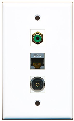 RiteAV - 1 Port RCA Green and 1 Port Shielded Cat6 Ethernet and 1 Port Toslink Wall Plate