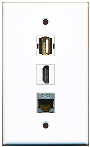 RiteAV - 1 Port HDMI and 1 Port USB A-A and 1 Port Shielded Cat6 Ethernet Wall Plate