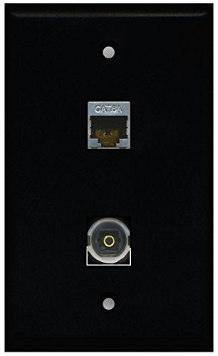 RiteAV - Black 1 Port Toslink 1 Port Cat6a Wall Plate