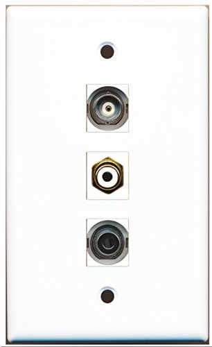 RiteAV - 1 Port RCA White and 1 Port 3.5mm and 1 Port BNC Wall Plate