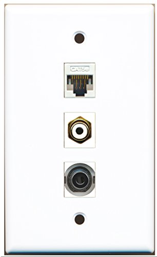 RiteAV - 1 Port RCA White and 1 Port 3.5mm and 1 Port Cat5e Ethernet White Wall Plate
