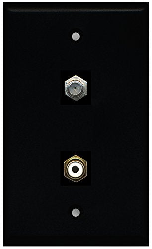 RiteAV - Black 1 Port RCA White 1 Port Coax Cable TV- F-Type Wall Plate