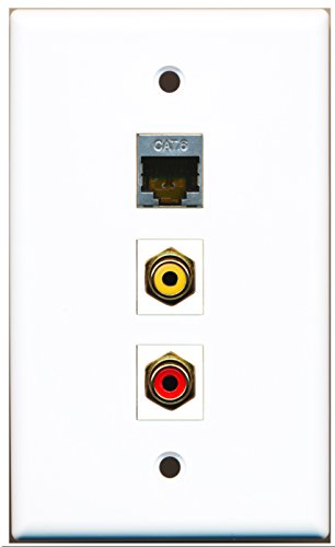 RiteAV - 1 Port RCA Red and 1 Port RCA Yellow and 1 Port Shielded Cat6 Ethernet Wall Plate