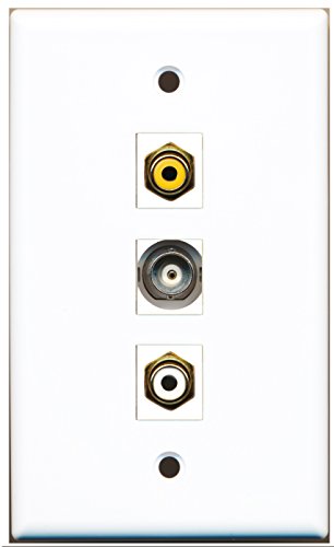 RiteAV - 1 Port RCA White and 1 Port RCA Yellow and 1 Port BNC Wall Plate