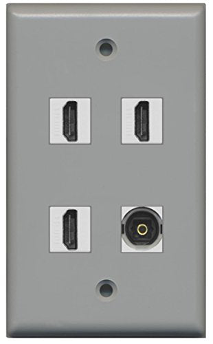 RiteAV - 3 x HDMI and 1 x Toslink Digital Audio Port Wall Plate - Gray