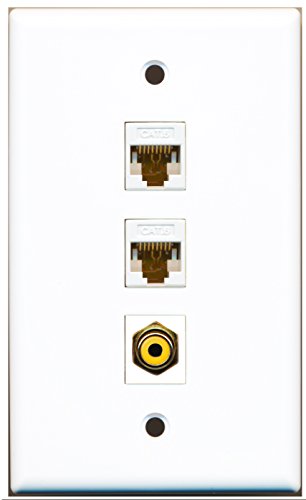 RiteAV - 1 Port RCA Yellow 2 Port Cat6 Ethernet White Wall Plate