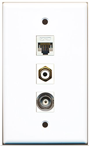 RiteAV - 1 Port RCA White and 1 Port BNC and 1 Port Cat5e Ethernet White Wall Plate
