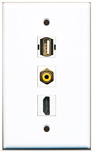 RiteAV - 1 Port HDMI and 1 Port RCA Yellow and 1 Port USB A-A Wall Plate