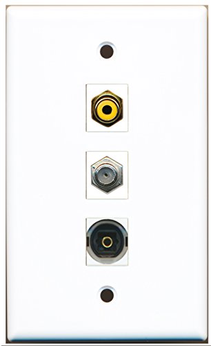 RiteAV - 1 Port RCA Yellow and 1 Port Coax Cable TV- F-Type and 1 Port Toslink Wall Plate