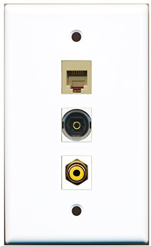 RiteAV - 1 Port RCA Yellow and 1 Port Phone RJ11 RJ12 Beige and 1 Port Toslink Wall Plate