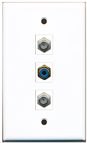RiteAV - 1 Port RCA Blue 2 Port Coax Cable TV- F-Type Wall Plate