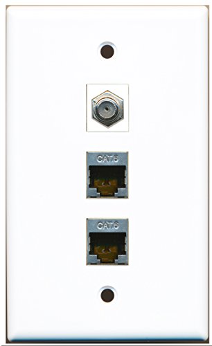 RiteAV - 1 Port Coax Cable TV- F-Type 2 Port Shielded Cat6 Ethernet Wall Plate