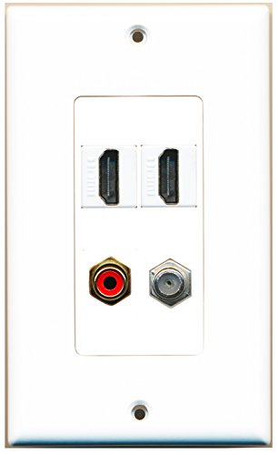 RiteAV - 2 Port HDMI 1 Port RCA Red 1 Port Coax Cable TV- F-Type Wall Plate Decorative