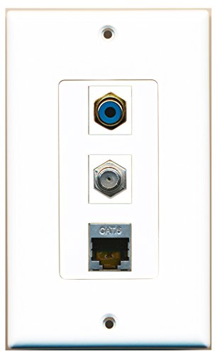 RiteAV - 1 Port RCA Blue and 1 Port Coax Cable TV- F-Type and 1 Port Shielded Cat6 Ethernet Decorative Wall Plate Decorative