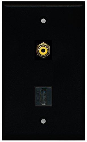 RiteAV - Black 1 Port HDMI 1 Port RCA Yellow Wall Plate