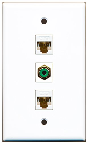 RiteAV - 1 Port RCA Green 2 Port Cat6 Ethernet White Wall Plate