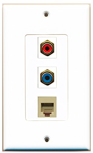 RiteAV - 1 Port RCA Red and 1 Port RCA Blue and 1 Port Phone RJ11 RJ12 Beige Decorative Wall Plate Decorative