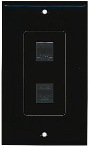 RiteAV (1 Gang Decorative) 2 Cat5e Black Wall Plate Black