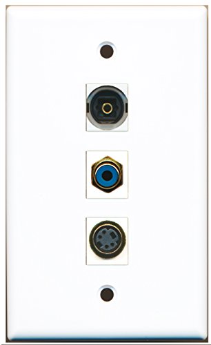 RiteAV - 1 Port RCA Blue and 1 Port S-Video and 1 Port Toslink Wall Plate